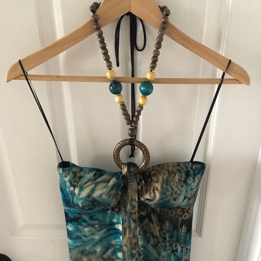 R&M Richards strapless beaded dress petite small